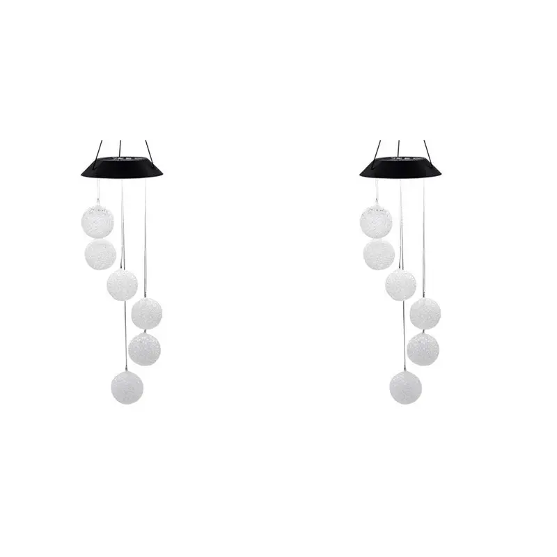 【ORNAMENT】2X Solar Ball Light LED Colour Changing Garden Yard Hanging Decoration Light Outdoor Powered Wind Chime Waterproof Lam