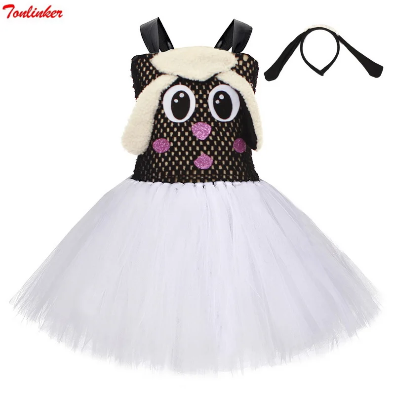 

Girls Jungle Themed Animal Costumes Cartoon Sheep Outfit with Ear Costume Kids Halloween Christmas Birthday Party Fancy Dress