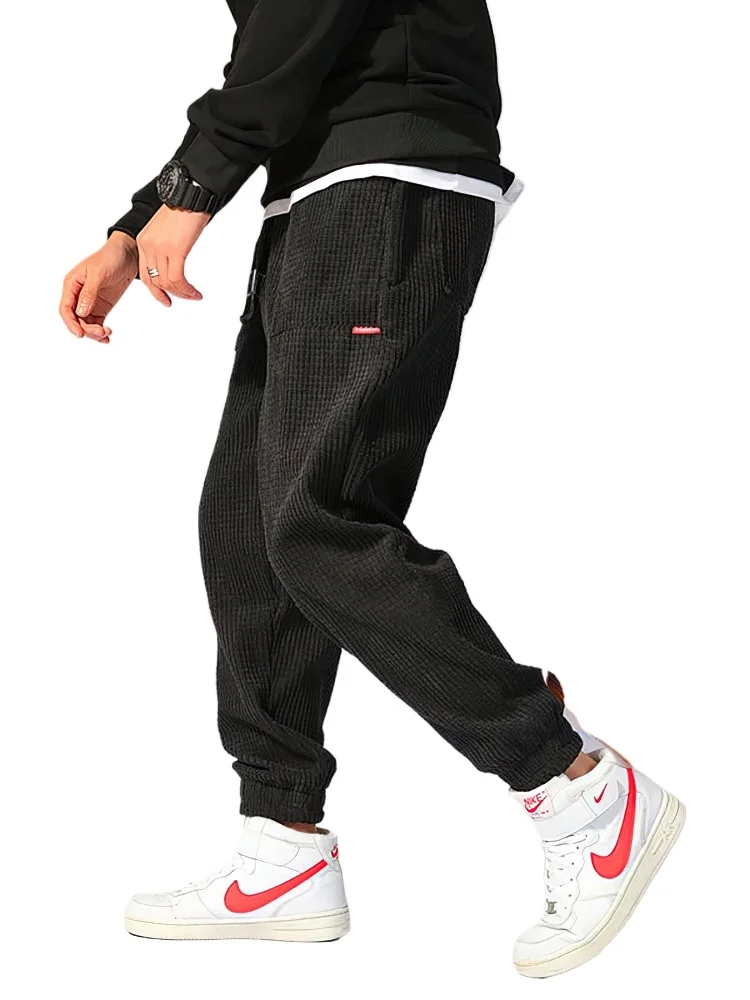 

Осень-зима, теплые мотоциклетные вельветовые брюки для бега, мужские спортивные штаны из технического флиса, повседневные шаровары, мужские спортивные термобрюки