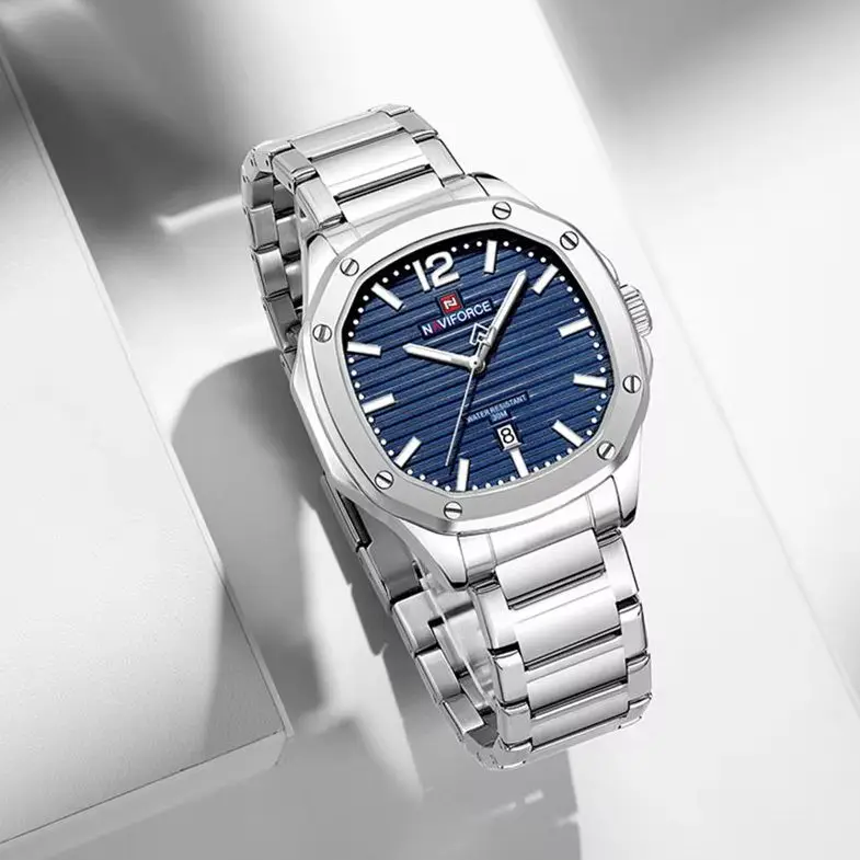 NAVIFORCE, relojes de marca de lujo para hombre, relojes de pulsera deportivos militares para hombre, reloj de cuarzo de acero completo, reloj de negocios resistente al agua para hombre