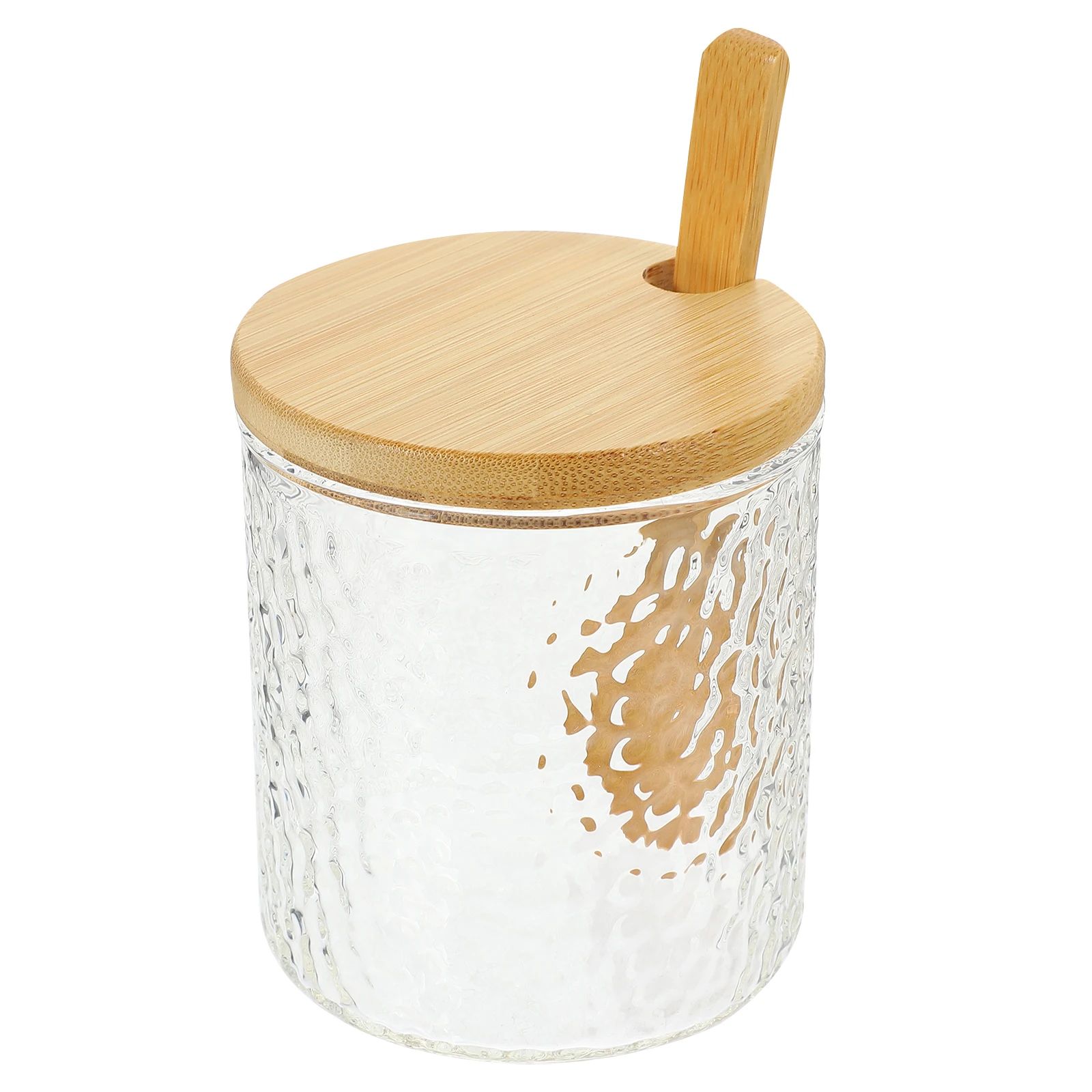 

Glass Spice Jar Storage Canister Safe Easy Clean Wood Bamboo Lid Spoon Mint Chocolate Tea Leaf Holder