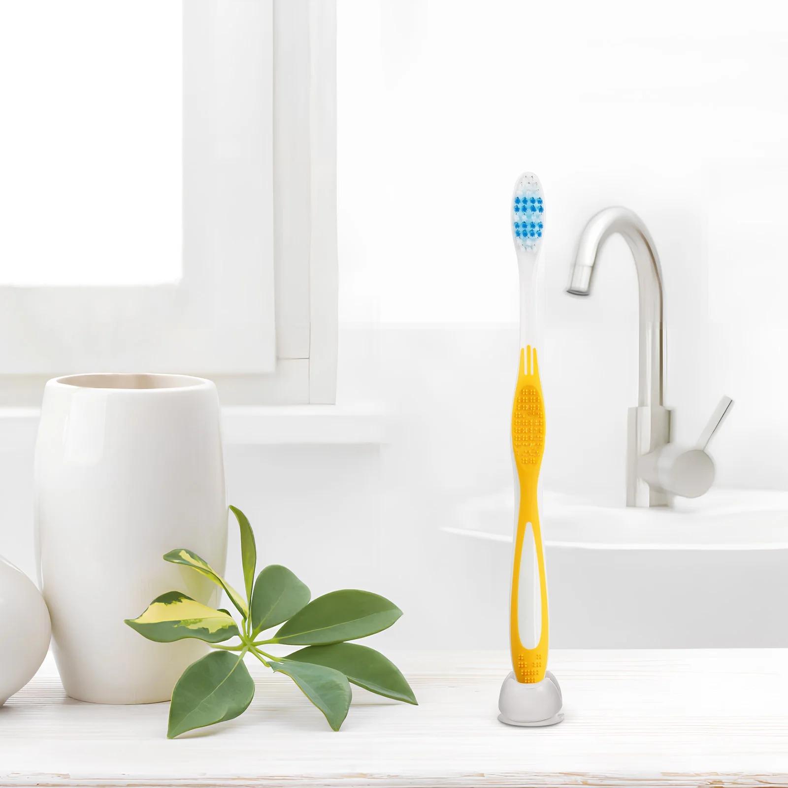 

6 Suction Cup Toothbrush Holders Plastic Self Adhesive Storage Bathroom Mirror Shower Sturdy Strong Practical Organized Clean