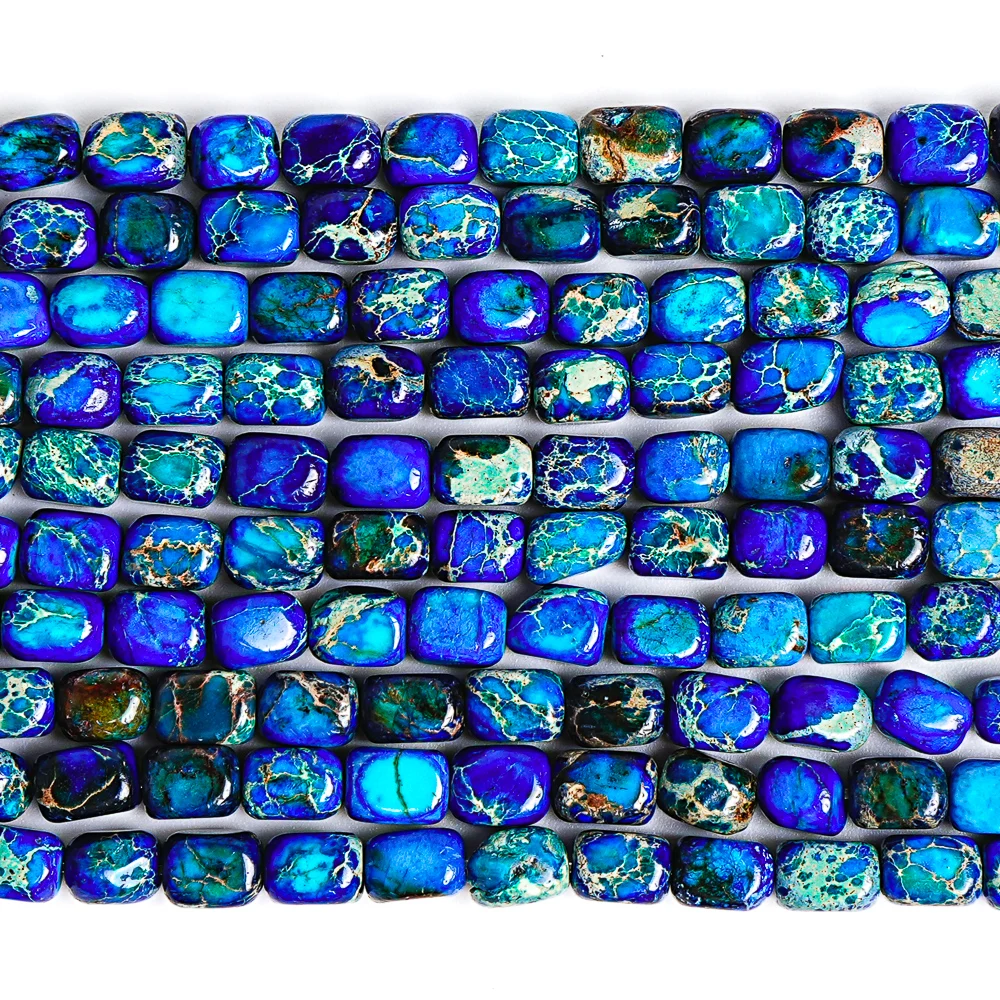 Blue Sea Sediment Imperial Jasper Cube Beads 7x5mm Handmade Loose Gemstone Beads for Jewelry Making DIY Bracelet Necklace