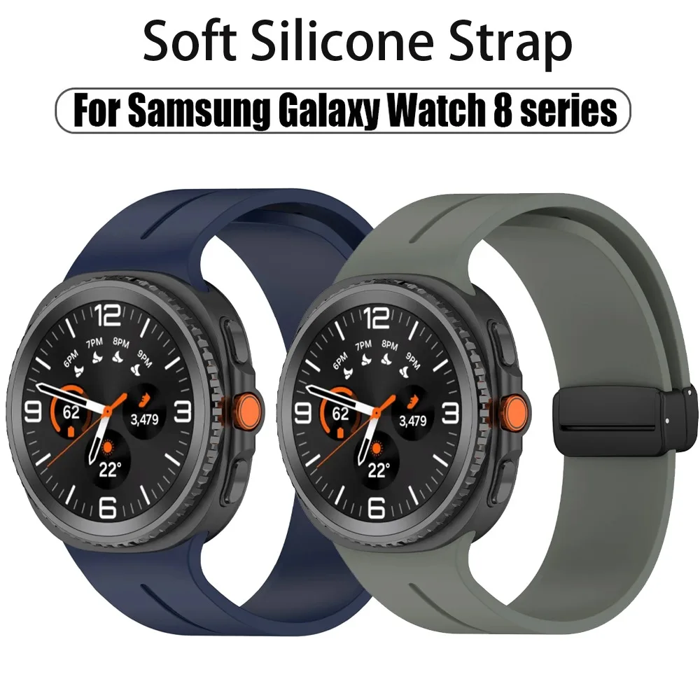 Weiches Silikonarmband für Samsung Galaxy Watch 8 40 mm 44 mm, magnetische Schnalle, Sport, bequem für Samsung Galaxy Watch Classic 46 mm