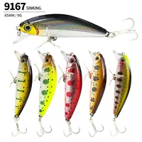 Señuelos de Pesca Minnow de 65mm y 9g, Hundimiento Lento, para Trucha y Lubina, Wobbler de Largo Alcance, Cebo Artificial Duro, Jerkbait, Accesorios de Pesca