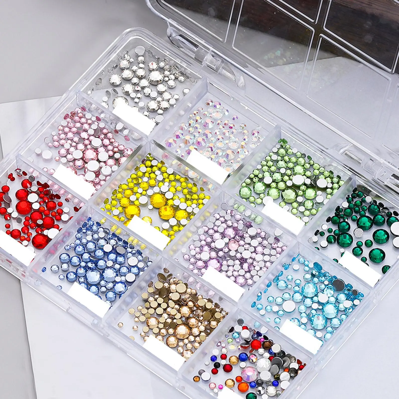 

Nail Gems 12 Boxes Resin Decorative Colorful Ornaments Nail Gems Kit for Home House Indoor Outdoor Beach Party Phone Crafts Hand