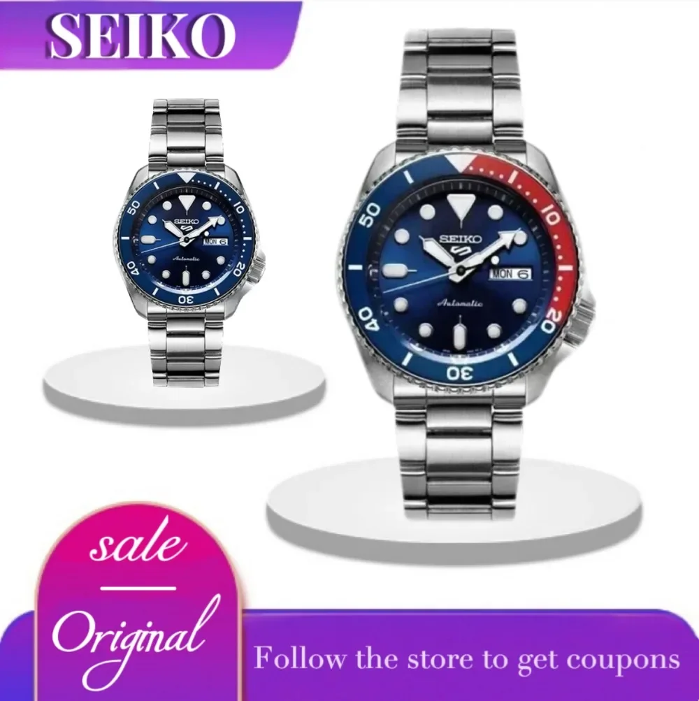 Original SEIKO Men Watches SRPD53K1 for Seiko 5 Series Watch Calendar Waterproof Steel Band Round Rotatable Wristwatches