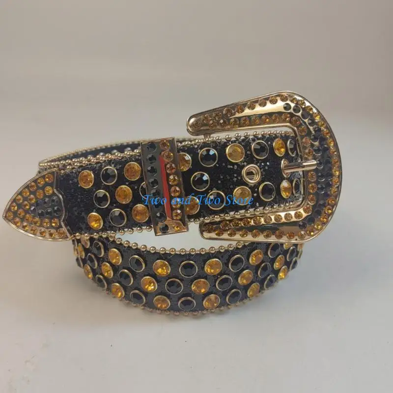 HX6F حزام الراين الإناث حزام الشارع Steampunk لسراويل الجينز Y2K فتاة التبعي