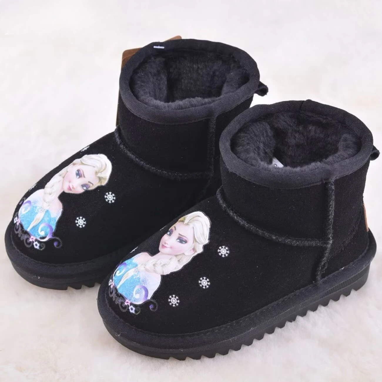 Disney girls snow boots winter plush warm anti-skid casual shoes Thickened baby rain boots