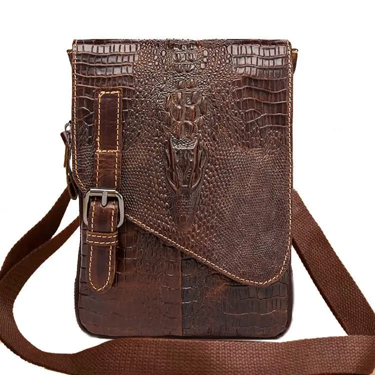 Men's Crossbody Shoulder Bags Men Genuine Leather Crocodile Pattern Fashion Business Man Messenger Bag Alligator