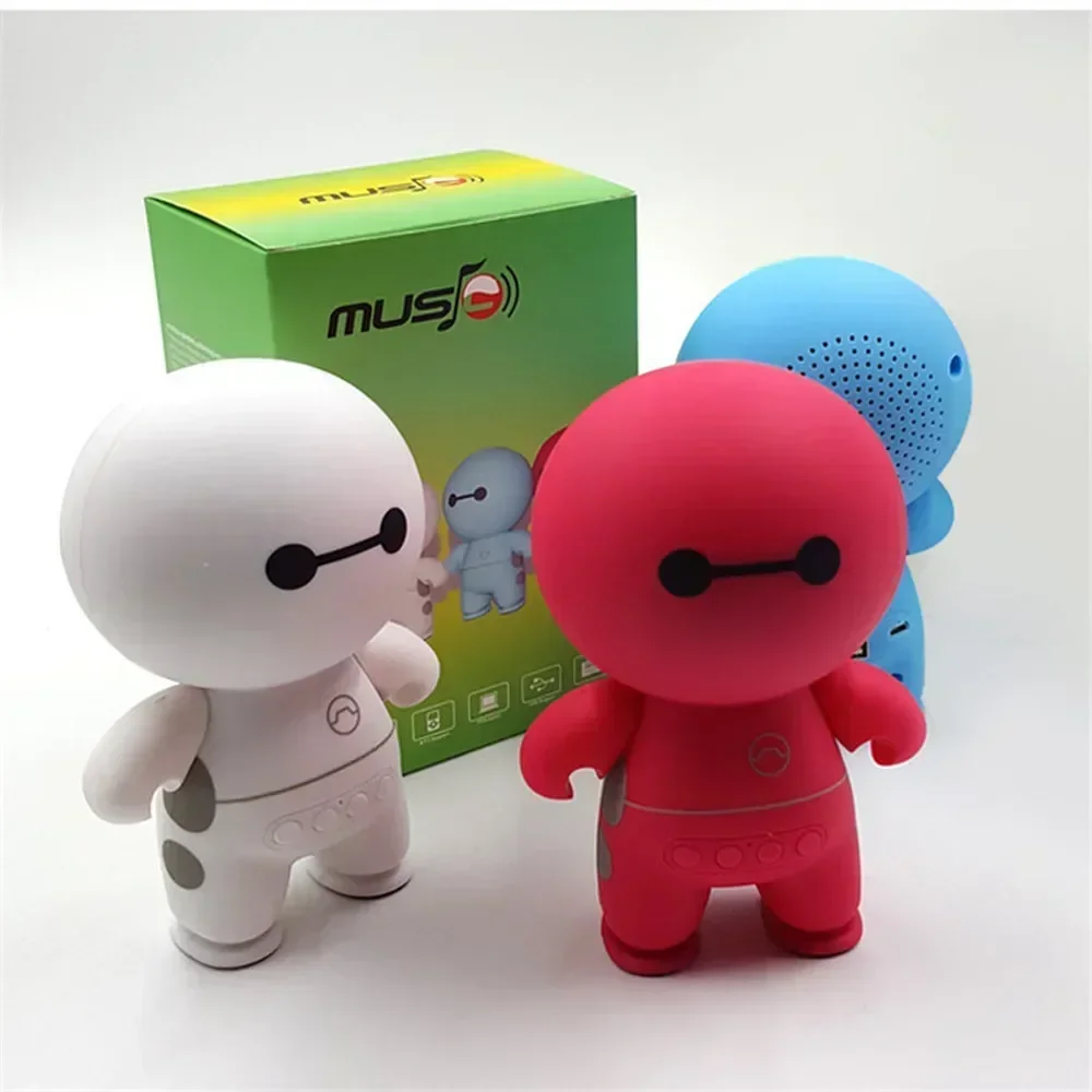 مكبر صوت لاسلكي صغير محمول مع ميكروفون ، Baymax ذكي Handfree ، كرتون لطيف