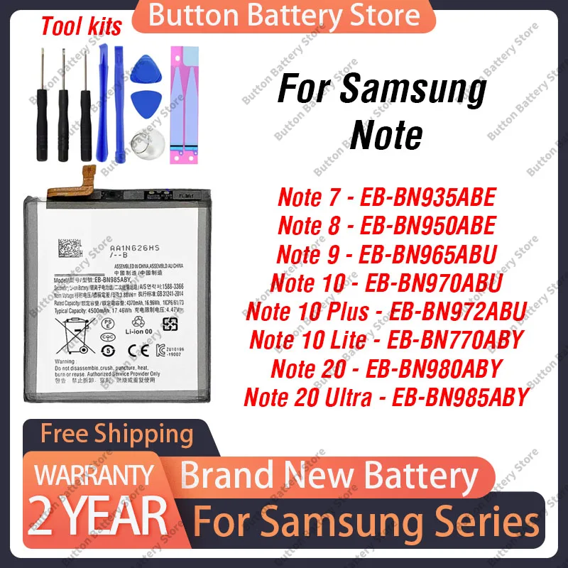 

Brand New Battery 3000mAh For Samsung Galaxy Note 7 8 9 10+ 10 Plus Note 20 Note 20 Ultra Phone Replaceable Batteries