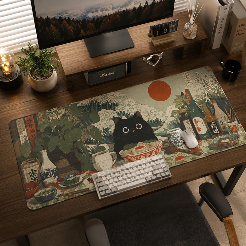 Gaming Accessories On Sale - Muismat Japanse Black Cat Feast Gaming