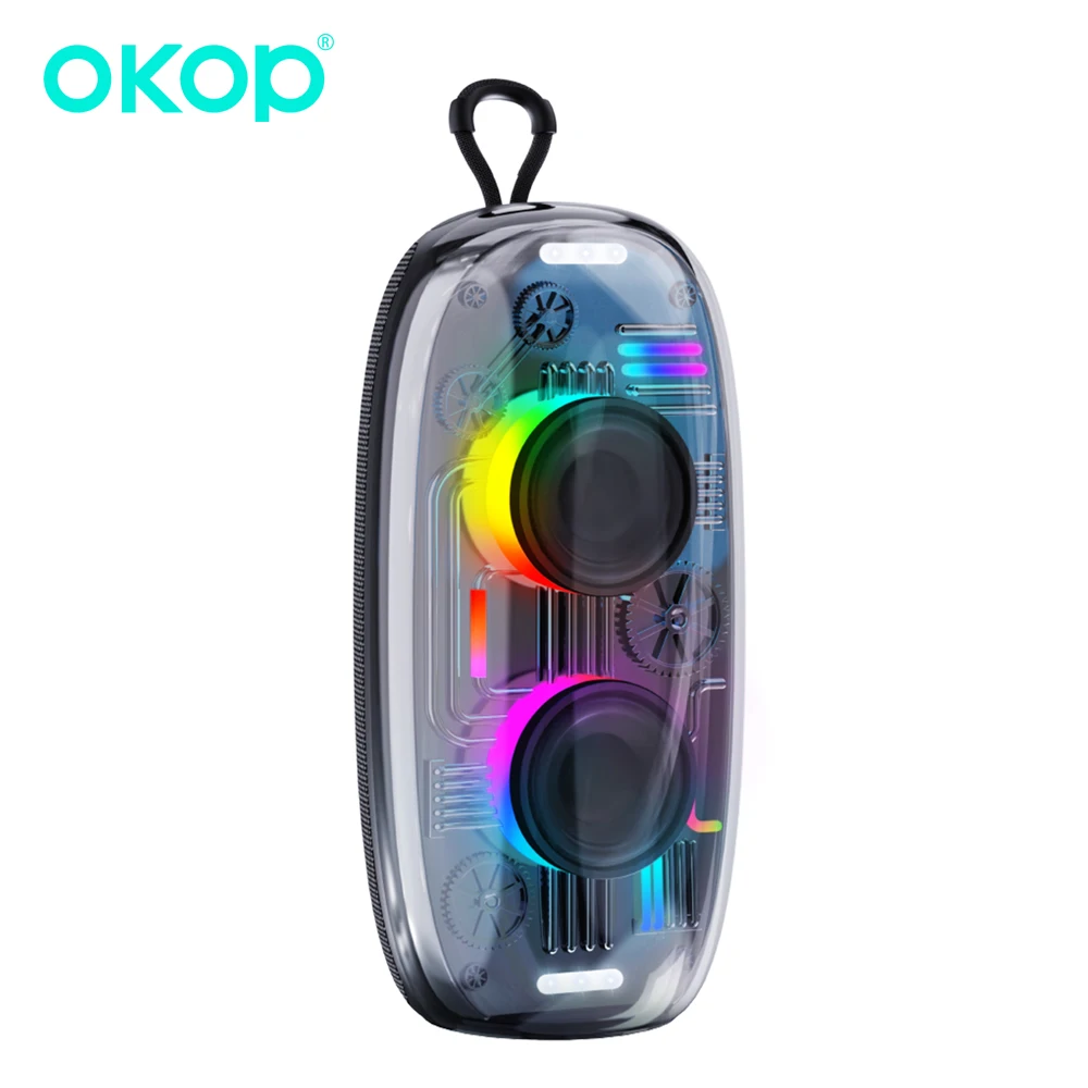

OKOP wireless bluetooth speaker, cool RGB ambient light outdoor portable handle small speaker,suitable for car, camping 블루투스 스피커
