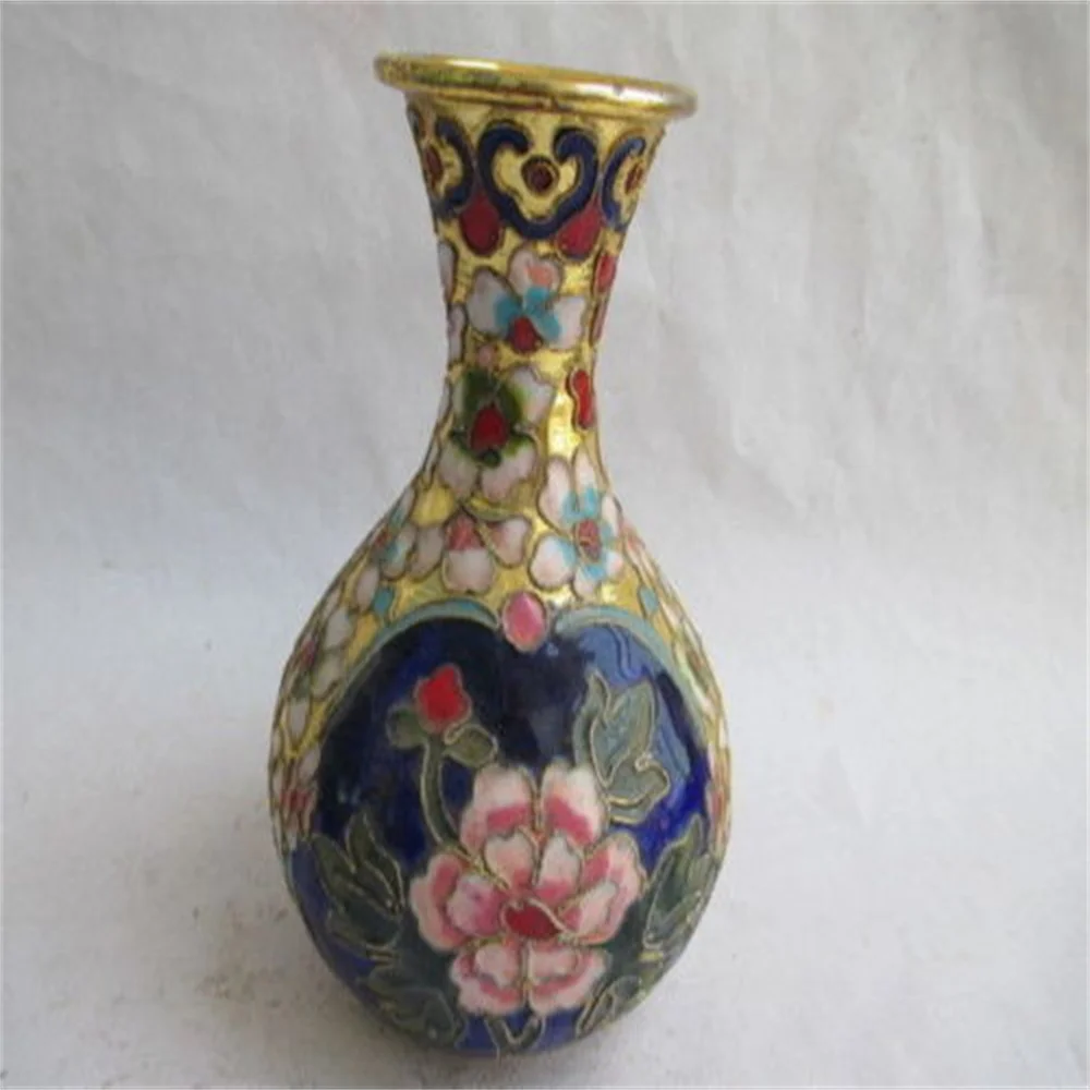 

Gift decorated copper vase with plum blossom Cloisonne beautiful antique 4.9 inches