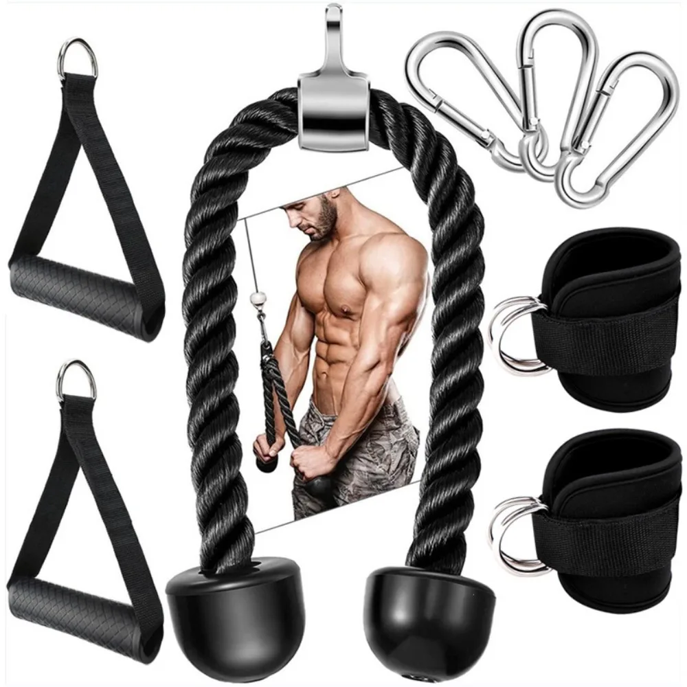NEW Nylon Construction Cable Machine Attachment Set Durable Detachable Lat Pulldown Gear Heavy-Duty Lifting Wrist Straps Gym