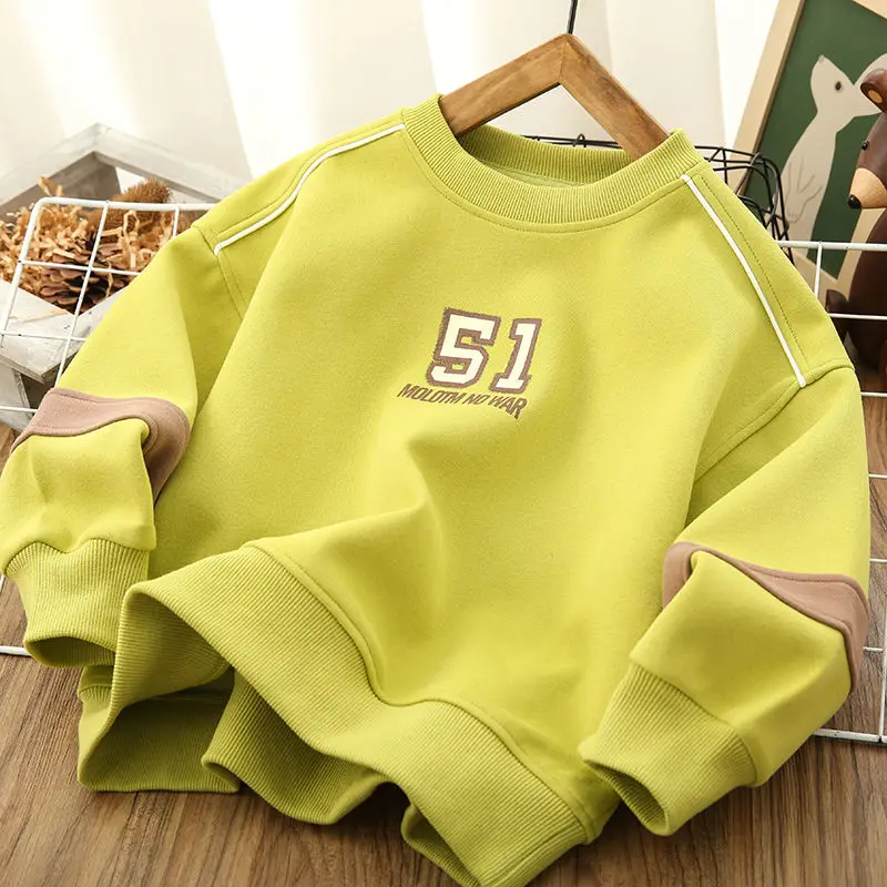 

Children's Clothing Boys' 2023 Spring and Autumn New Letter Crew Neck Sweater Boys' Medium and Big Children 2023 Casual Top