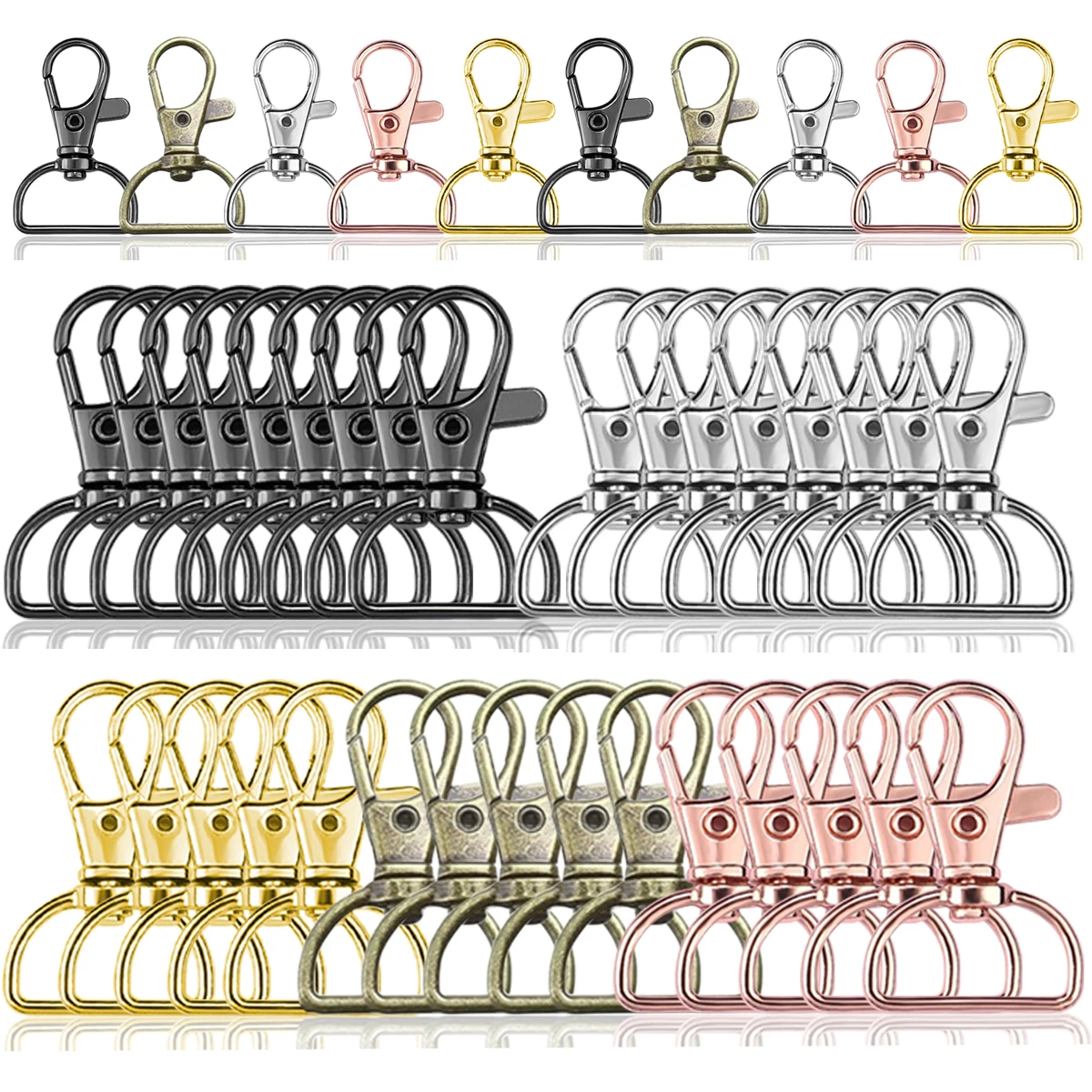 20PCS Swivel Hook Key Chain Clip Hook D-Ring Clip Lanyard Hardware for Keychain Making Lanyard Making Wallet Hardware DIY Crafts