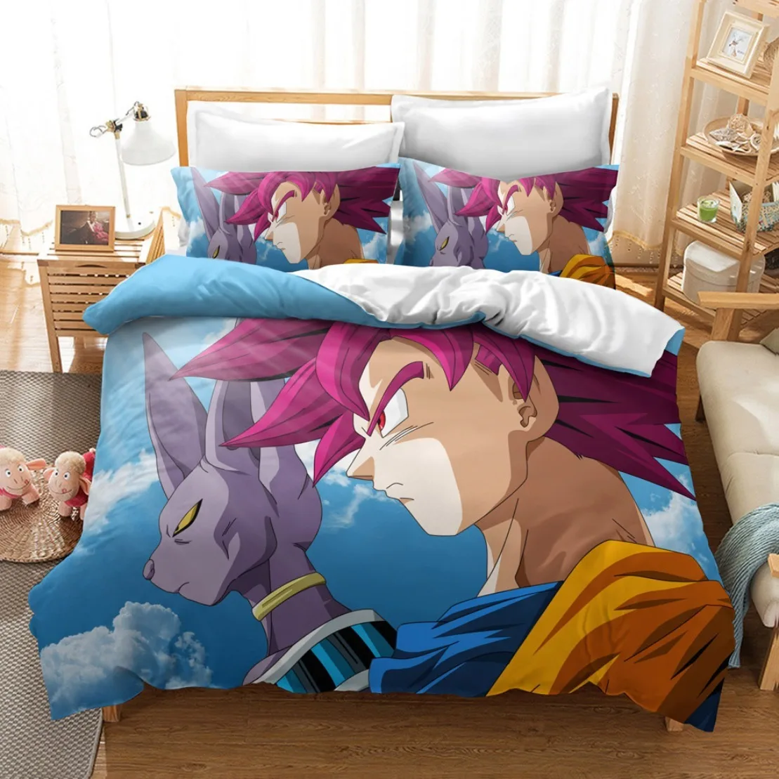 Juego de ropa de cama de Dragon Ball Anime, funda de edredón de dragón 3D, edredón, juego de funda de edredón, juego de cama Super Saiyan