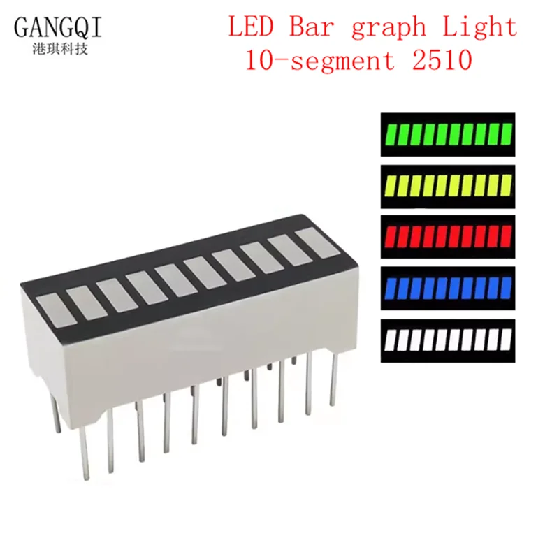 5PCS 25*10mm light bar 10 grid digital tube Red Green Blue Yellow White LED digital light bar 10 segment LED display 2510