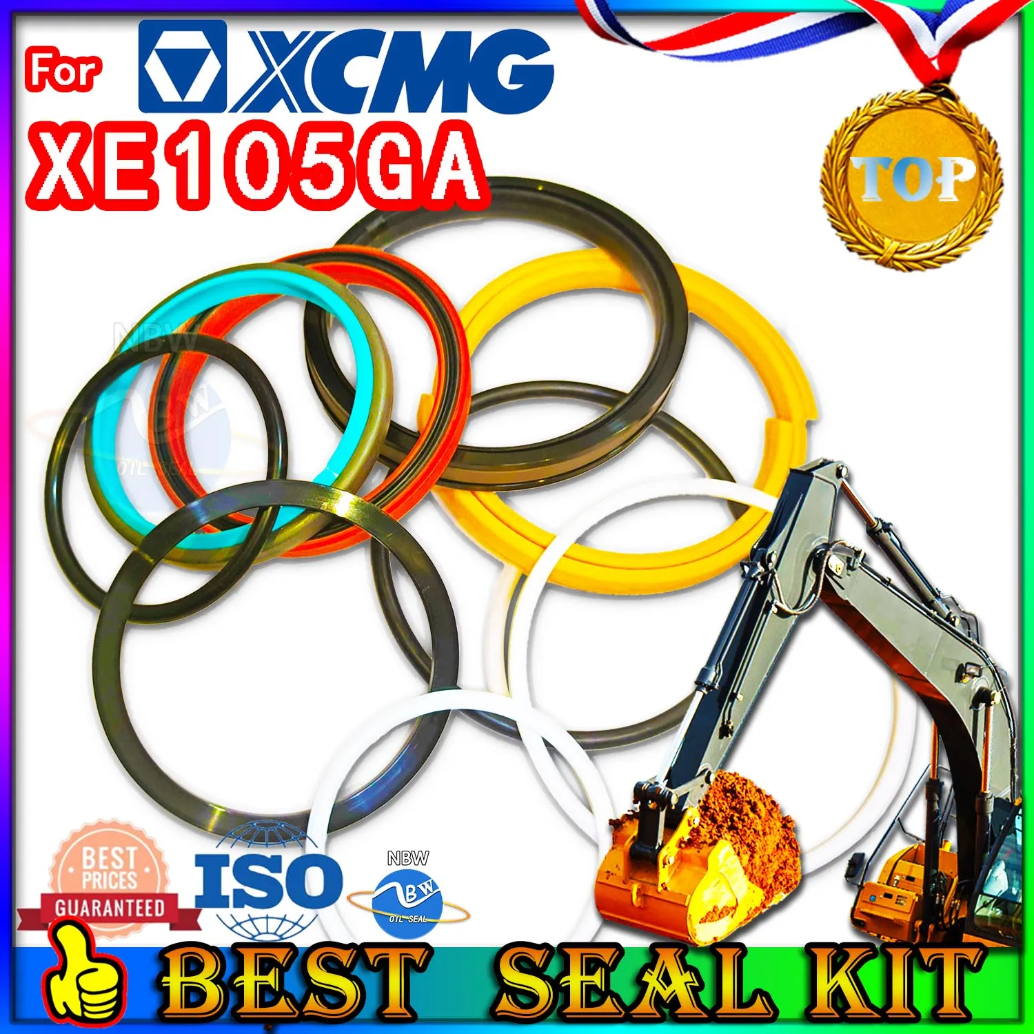 

For XCMG XE105GA Oil Seal Repair Kit Boom Arm Bucket Excavator Hydraulic Cylinder Center Joint Gasket Nitrile NBR Nok Washer