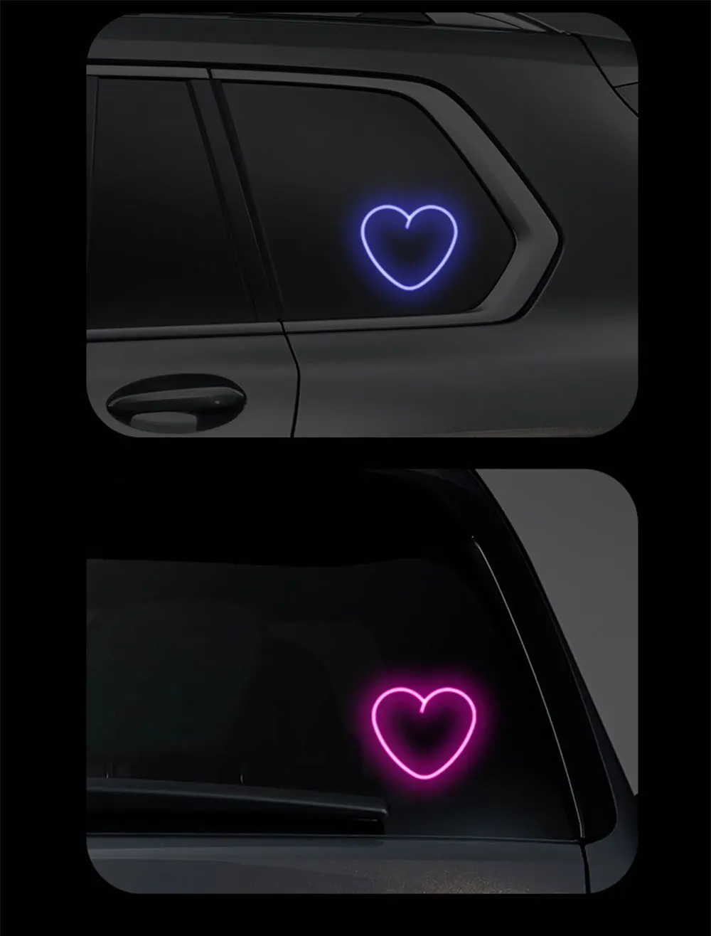 1PCS USB Solar Powered Heartshaped Symphony Colorful Led Ambient Light Bedroom Night light Front Rear Windowsheid Decoration