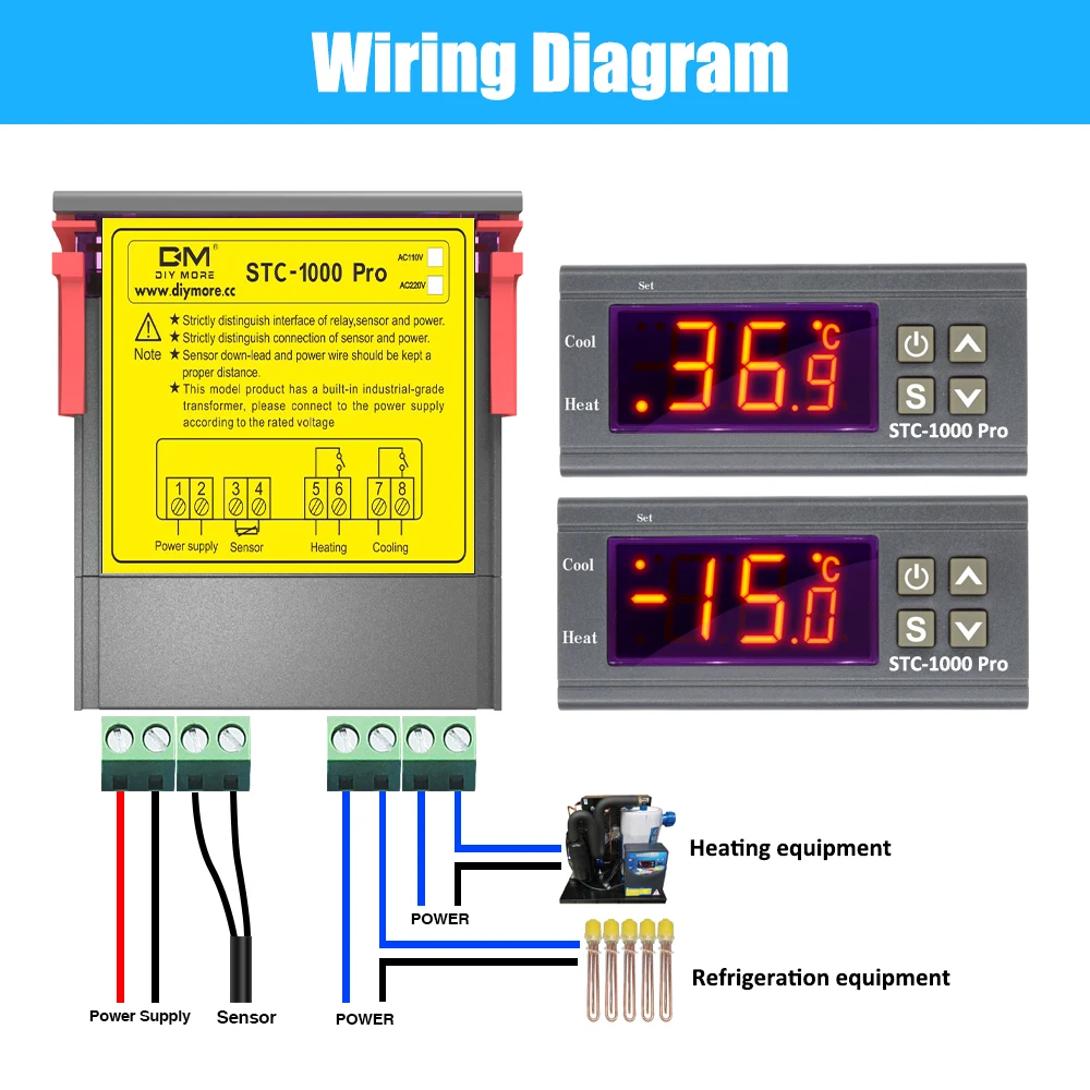 AC 220V Termometro Digital STC-1000 Pro LED Digital Thermostat for Incubator Temperature Controller Thermoregulator Relay Heatin