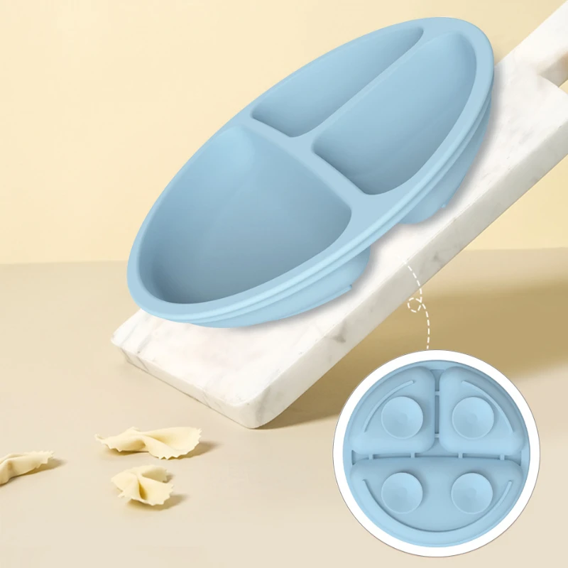 BPA FREI Silikon Baby Fütterung Set Sauger Schüssel Teller Stroh Tasse Löffel Gabeln für Kinder Baby Geschirr Kinder Gerichte – Detail 14