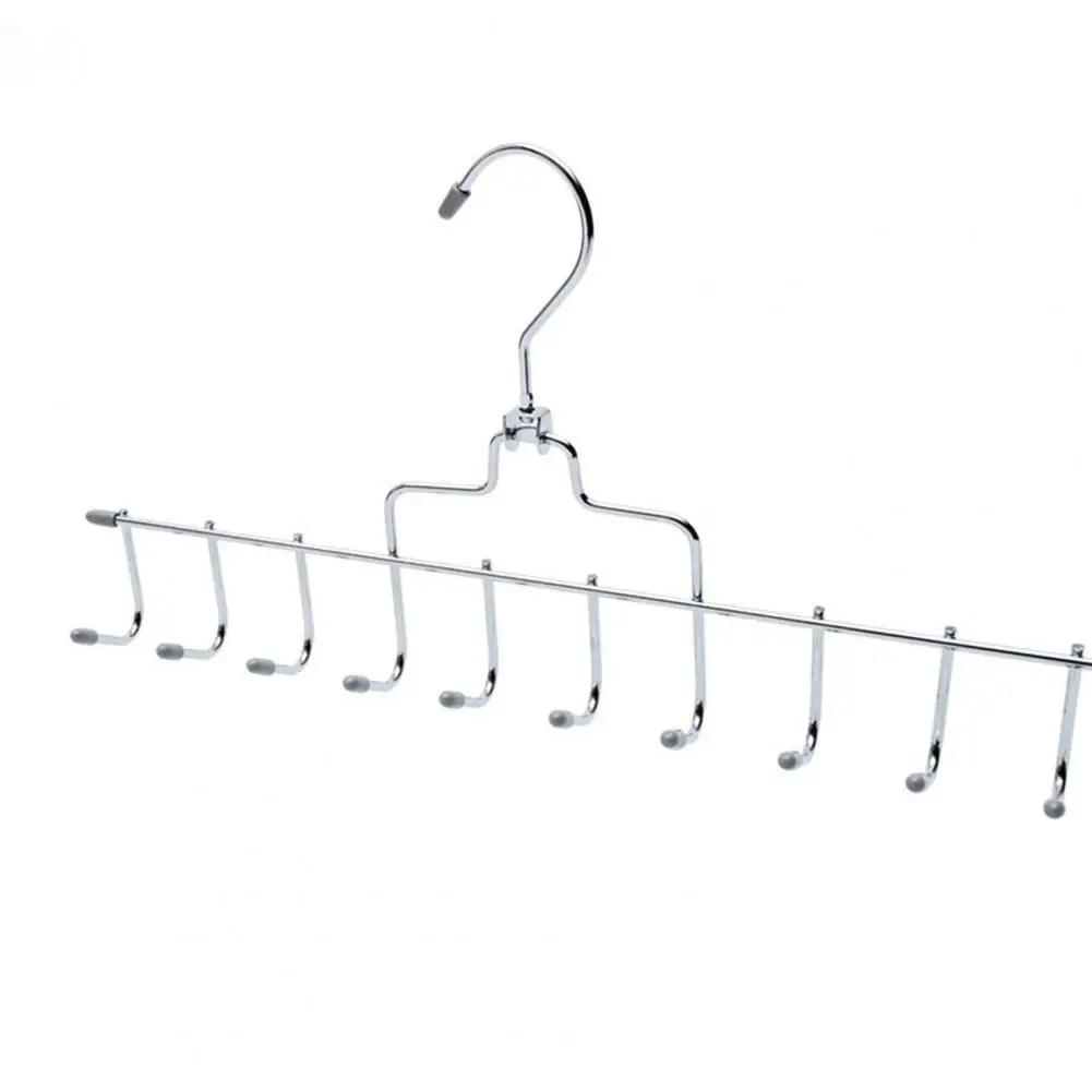 Great Load Bearing Tie Organizer Clothes Hanger Stainless Steel Belt Hanger with 10 Hooks Anti-slip Load Bearing for Wardrobe