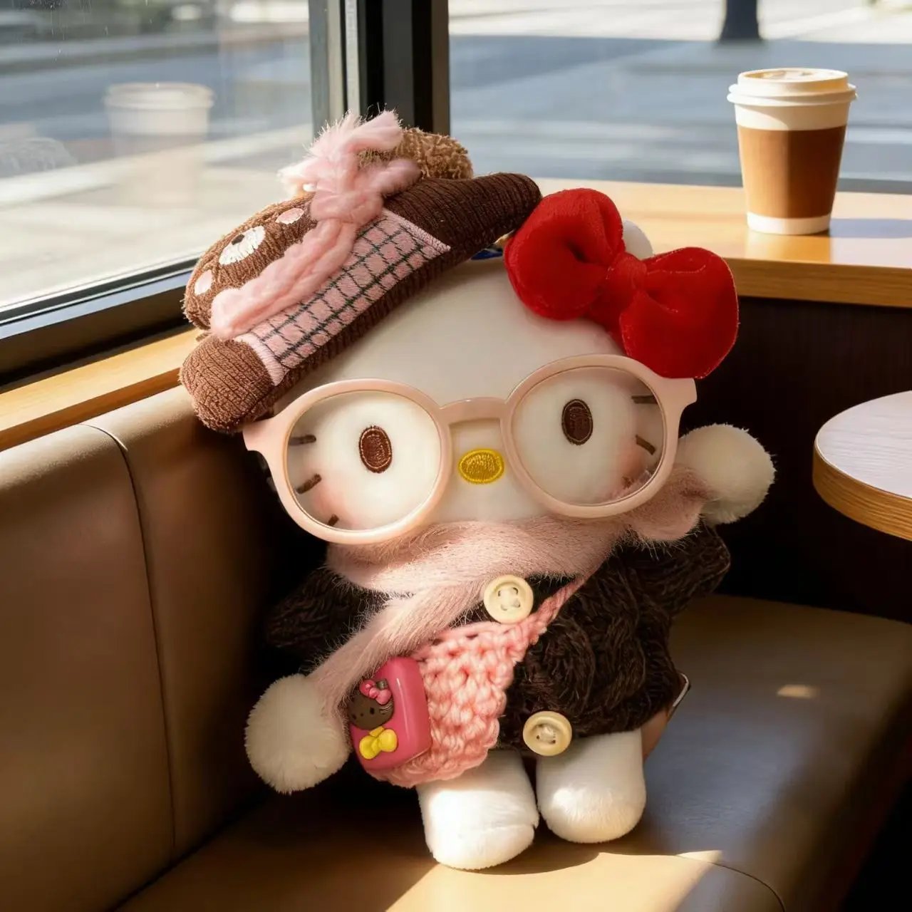 Nouveau Style Sanrio Maillard marron pull Hello Kitty mignon dessin animé en peluche porte-clés sac à dos ornement meilleur ami fille cadeau d'anniversaire