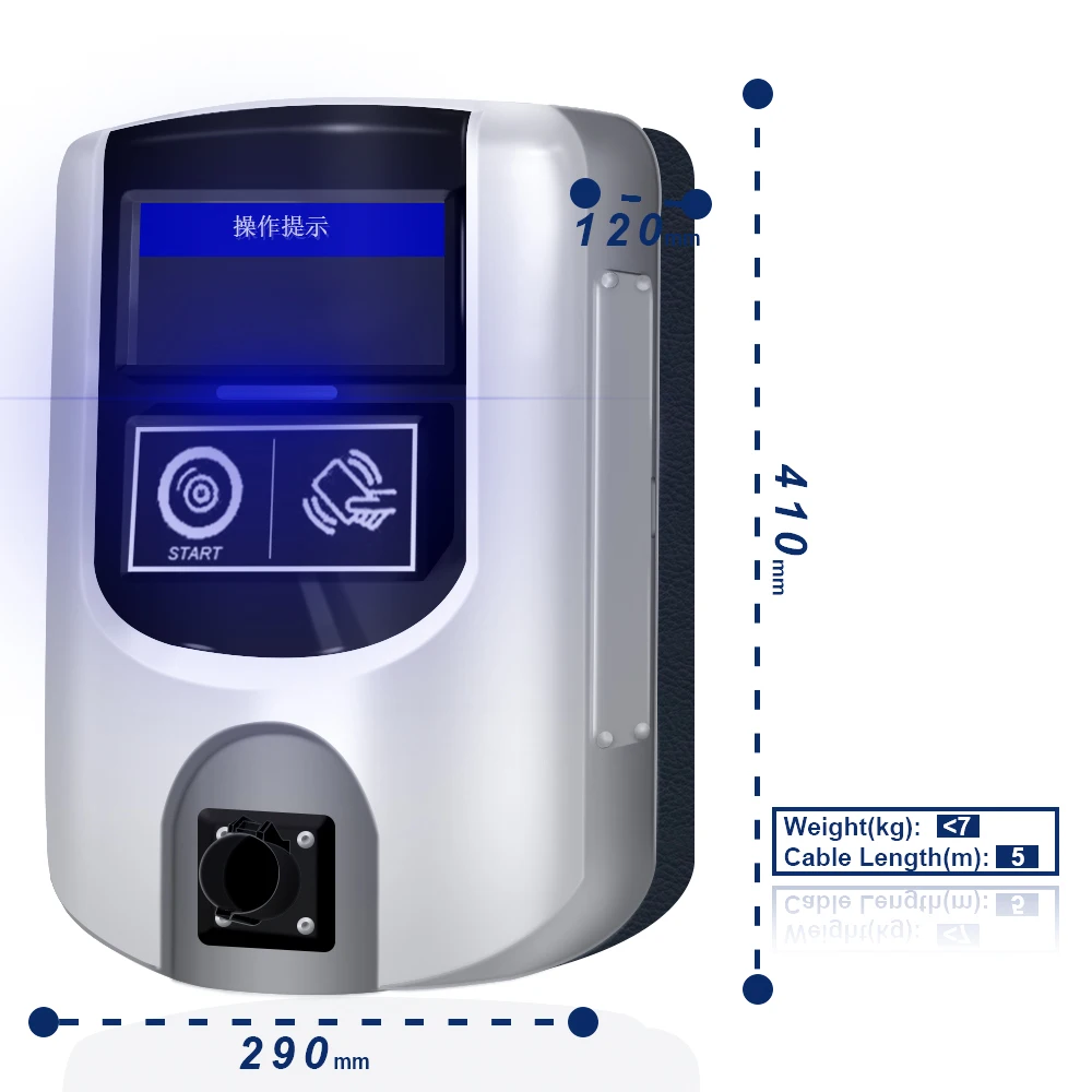 CE/CUL certification 32A Wall-Mounted AC EV Charging Station for SAE J1772 /Type 2