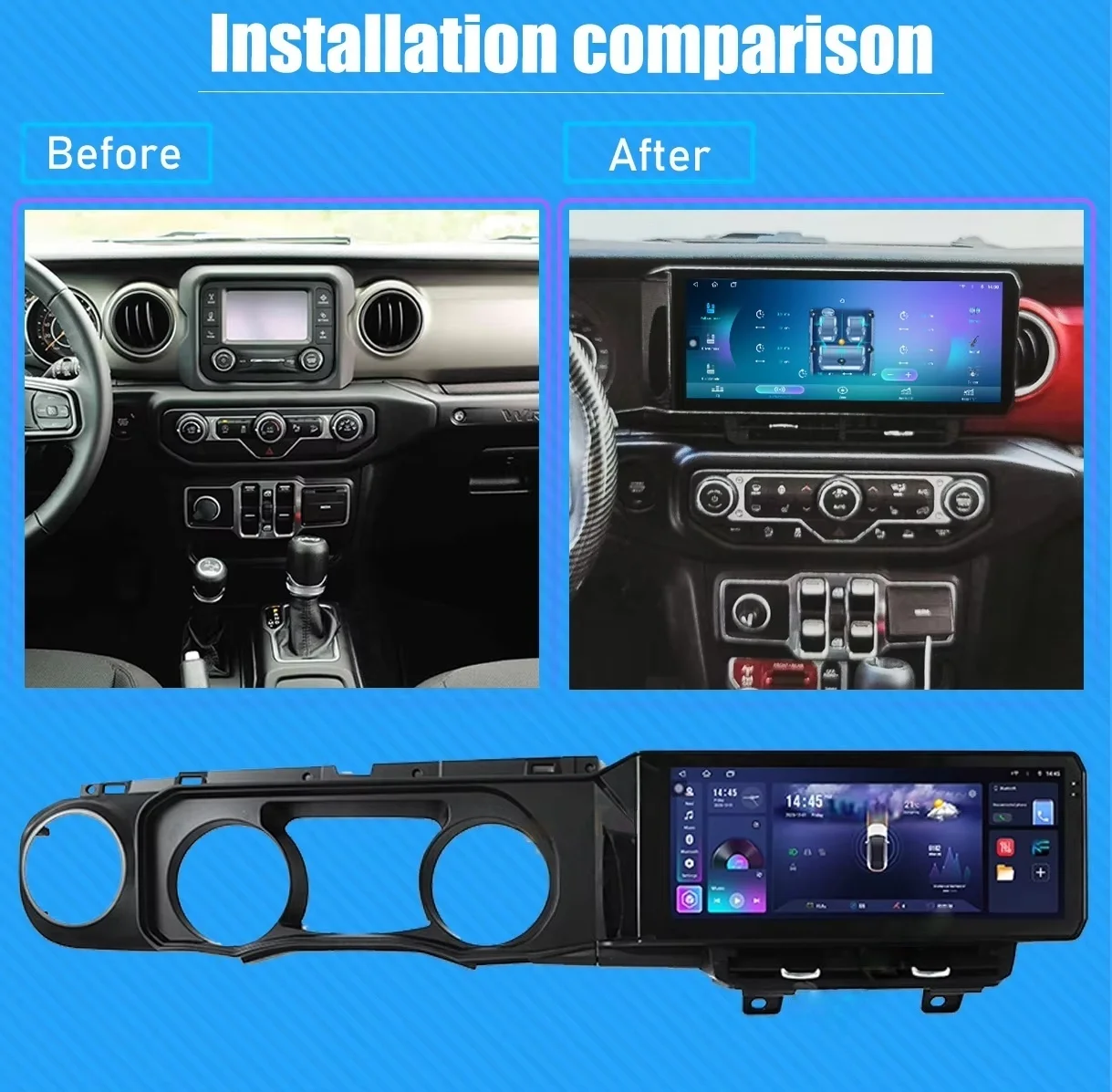 HY 12.3 inch Android 13.0 For Jeep Wrangle JL 2018-2021 Car Radio Multimedia Player Auto DVD Stereo Head Unit Audio GPS Navinc