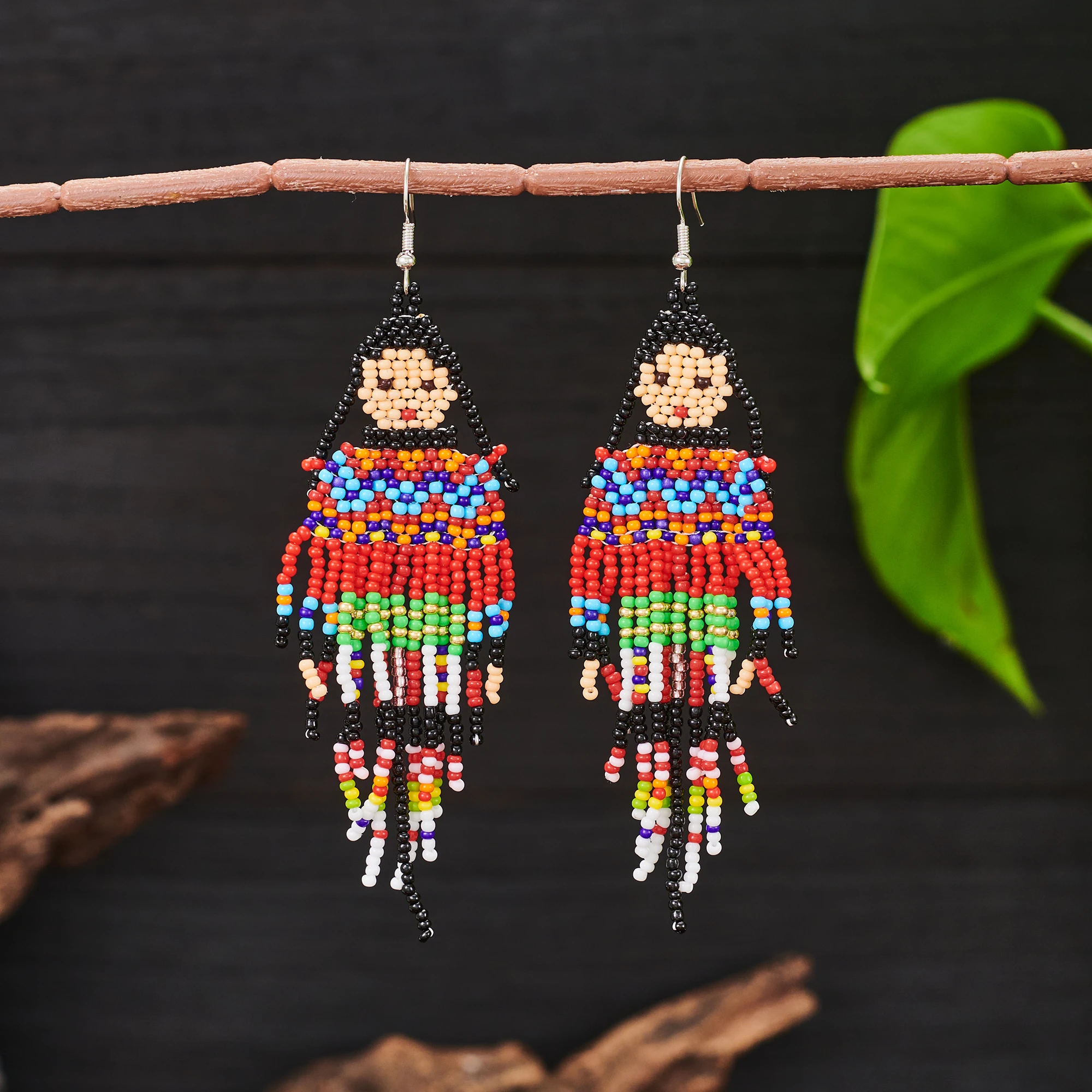 Bohemian tassel earrings, character earrings, boy and girl earrings couple earrings
