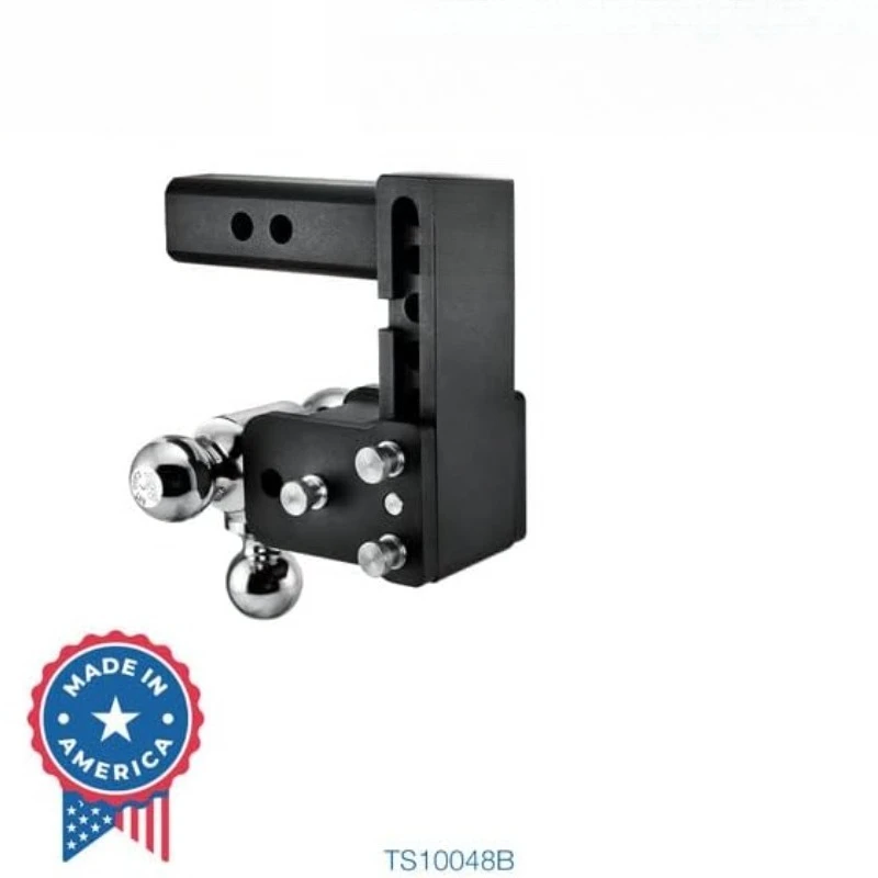 Tow & Stow Adjustable Trailer Hitch Ball Mount - Fits 2" Receiver, Tri-Ball (1-7/8" X 2" X 2-5/16"), 5" Drop