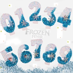 Christmas Frozen Birthday Candle for Cakes 0-9 Number Princess Disneys Candle Party Decor Snowflake Blue Candle Stands