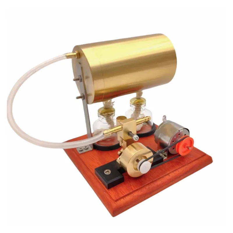 Single Cylinder Swing Steam Engine with Generator Boiler Engine Model Toy Gift  This is a simple version of a generator set made