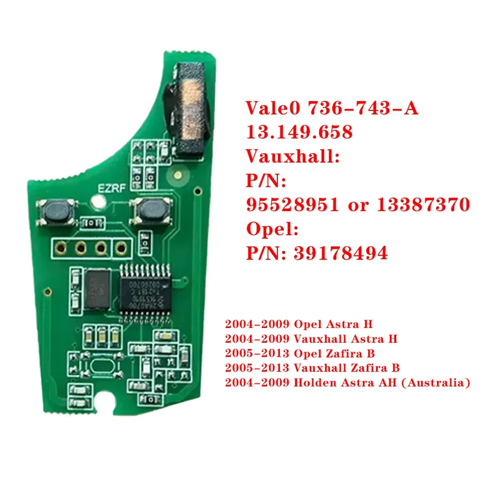 สําหรับ Opel Vauxhall Corsa D G4 Astra H Zafira B Holden Astra AH 736-743-A Remote Flip กุญแจรถ PCF7941A 46 ชิป 433MHz