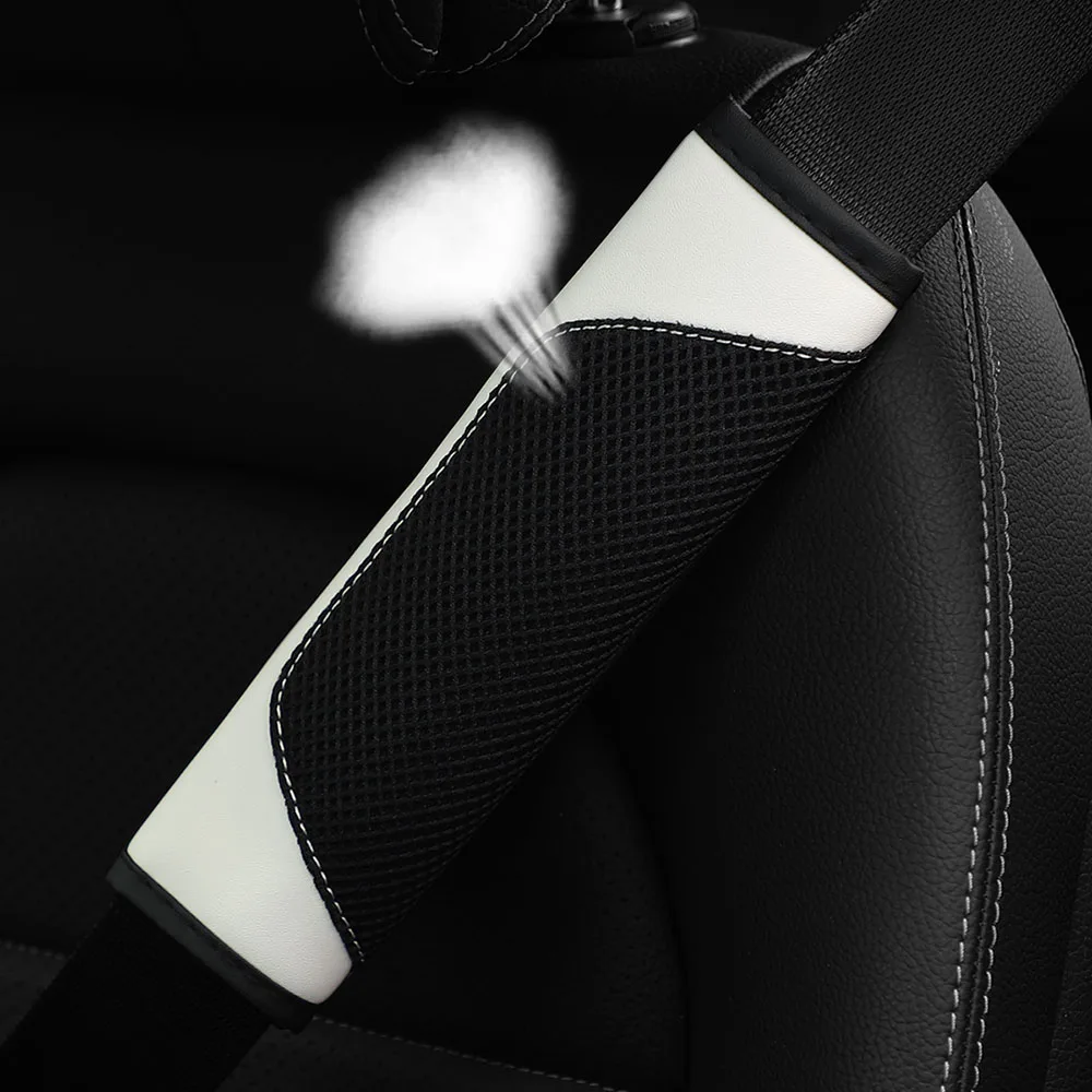 A Three-dimensional Mesh Cloth Leather Breathable Car Seat Belt Shoulder Strap Cover Insurance Strap Cover Automotive Supplies