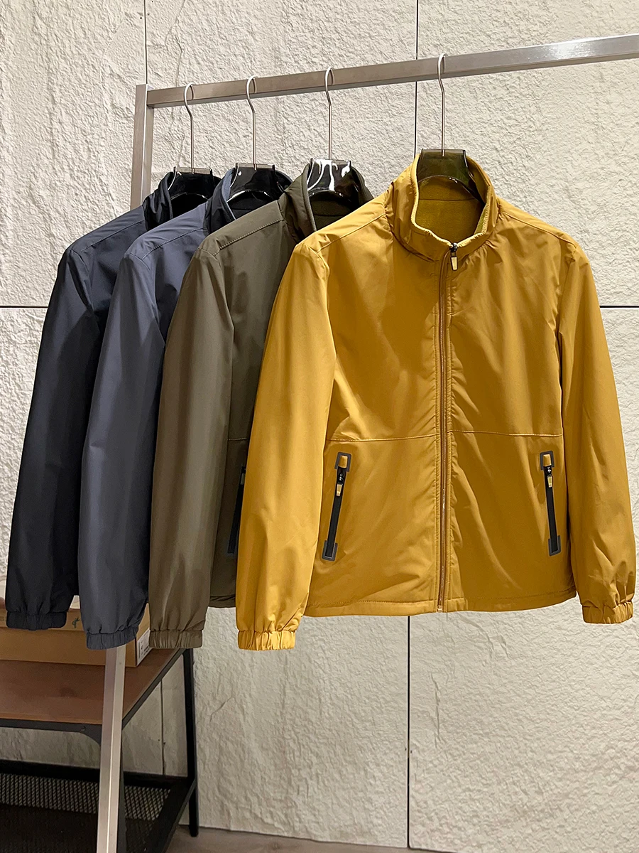 

Waterproof Windproof Double-Sided Wearable Fleece Lined Casual Hooded Jacket for Men Outdoor Autumn Winter Warm Stand Collar