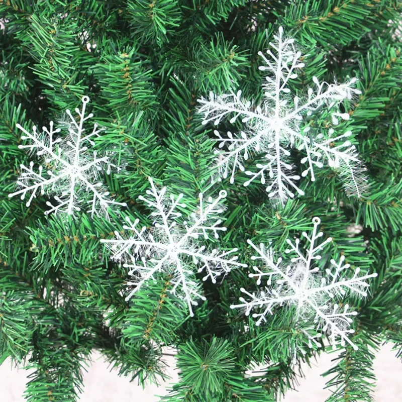 3/9/18/30pcs Christmas Tree Decoration Snowflakes 11cm White Plastic Artificial Snow Christmas Decor Party Home Decoration