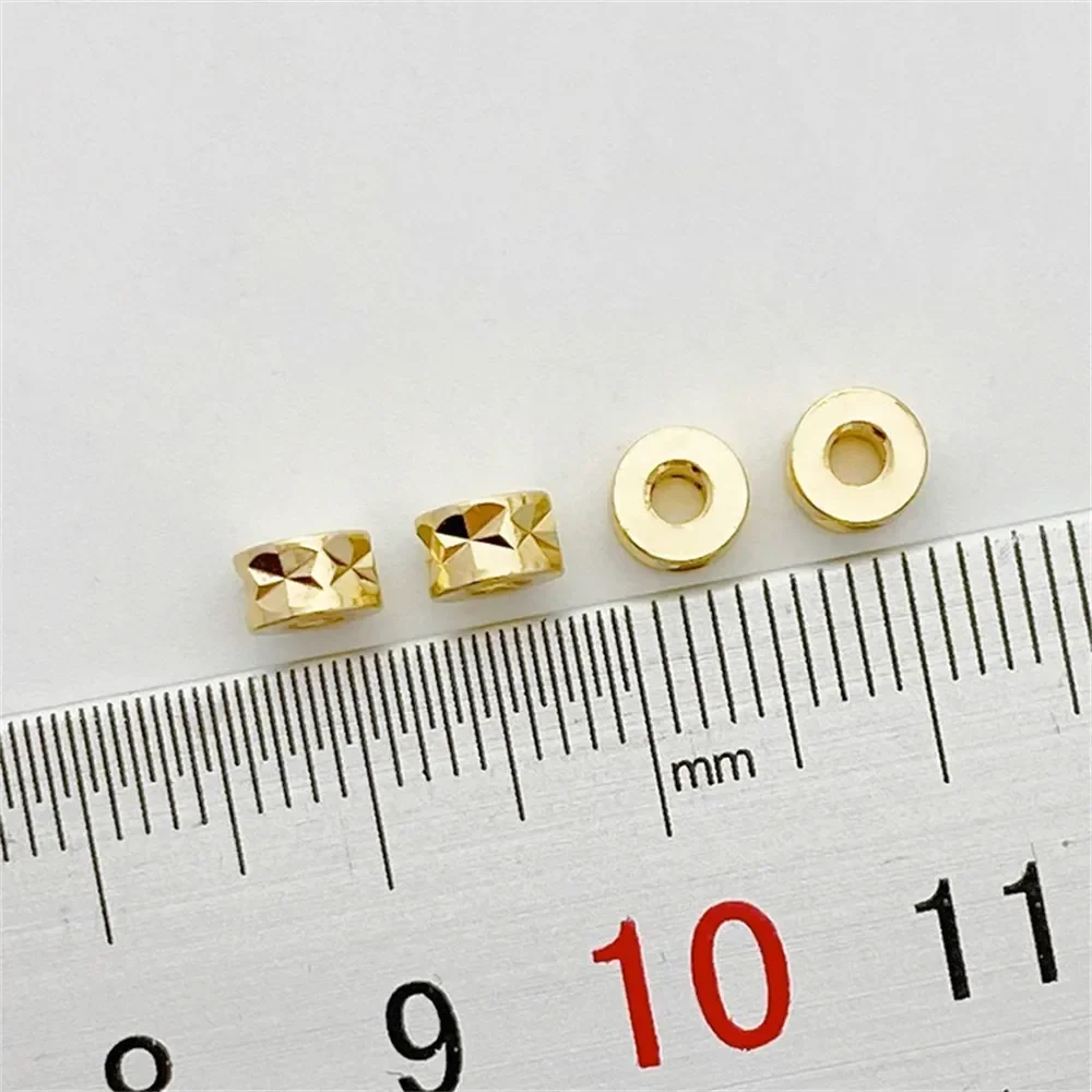 14k ouro corte-face lote flor contas redondas, contas soltas, corda diy artesanal, pulseira, colar, acessórios de material de jóias