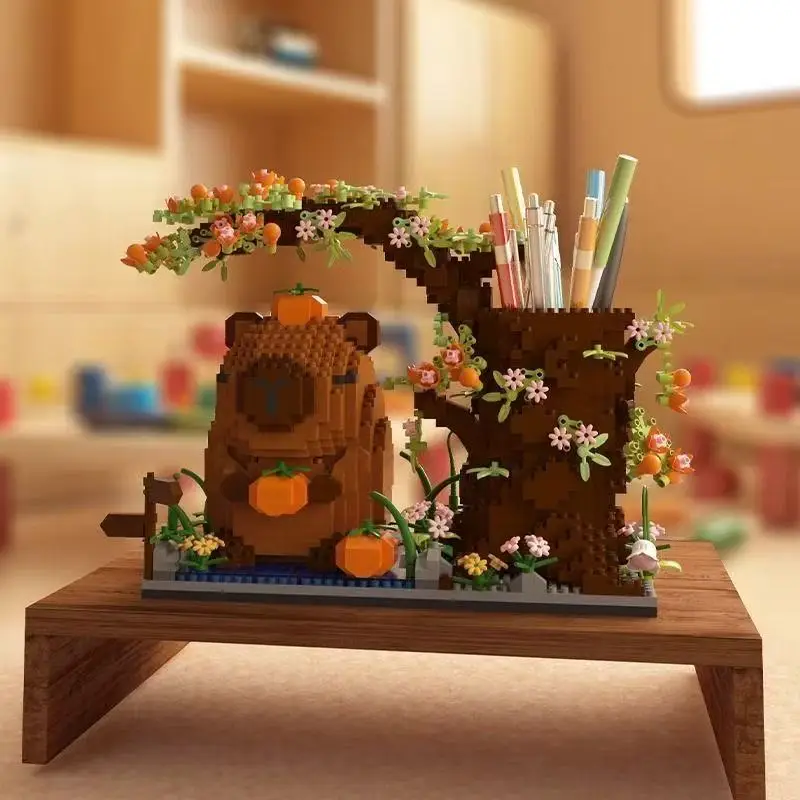 

DIY Capybara Pen Holder Micro Mini Building Block Toy-Perfect for Students,Easy Assemble,Ideal Holiday Gift for Kids