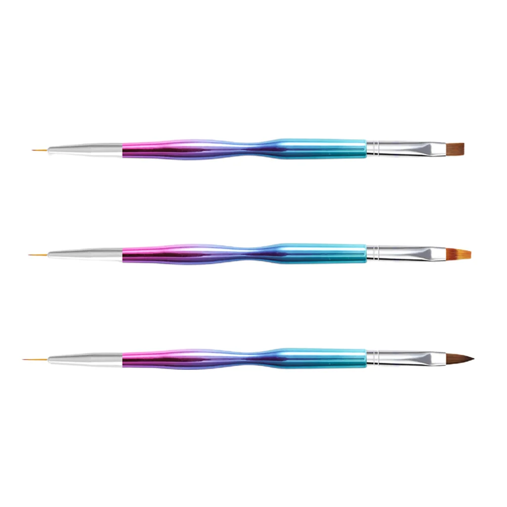 3 Pcs Cherry Blossoms Nail Pen Kit Double- Ended Manicure Nylon Brushe Painting DIY