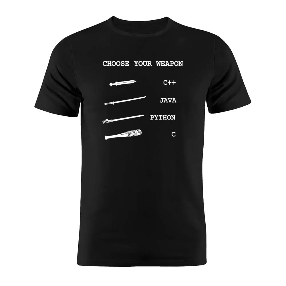 A Coder's Weaponry Developer Programmer Fashion Funny High Quality Printing Graphic T-shirt 100% Cotton Round-neck Tee Shirts