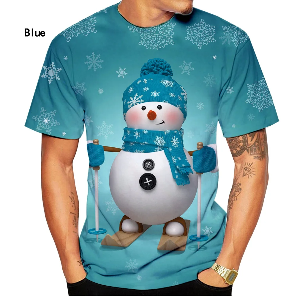 New Fashion Christmas T-shirts Men And Women Short-sleeved T-shirts Casual Santa Claus 3d Printed T-shirts Cartoon Men Clothing