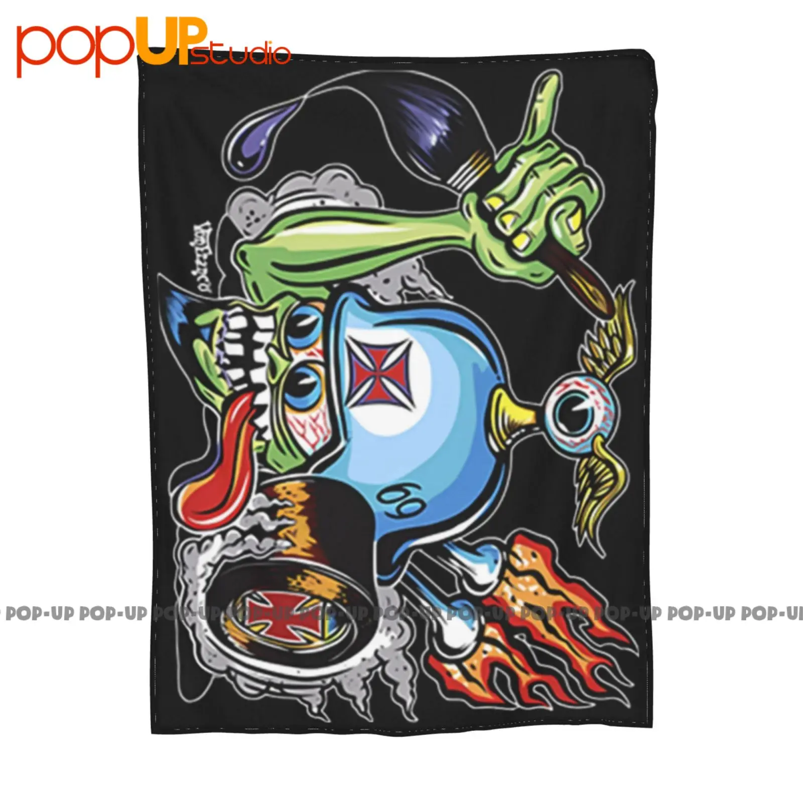Von Franco Iron Cross Helmet Pinstripers Dutch Eye Ball Rat Fink Ed Roth Ultra-Soft Blanket Quilt Winter Sofa Cover Bed Covers