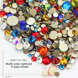 혼합 크기 (1.3mm-8.4mm) AAAAA 비가열 평평한 바닥 라인석 유리 크리스탈 AB 라인석, 네일 의류 봉제 라인스톤