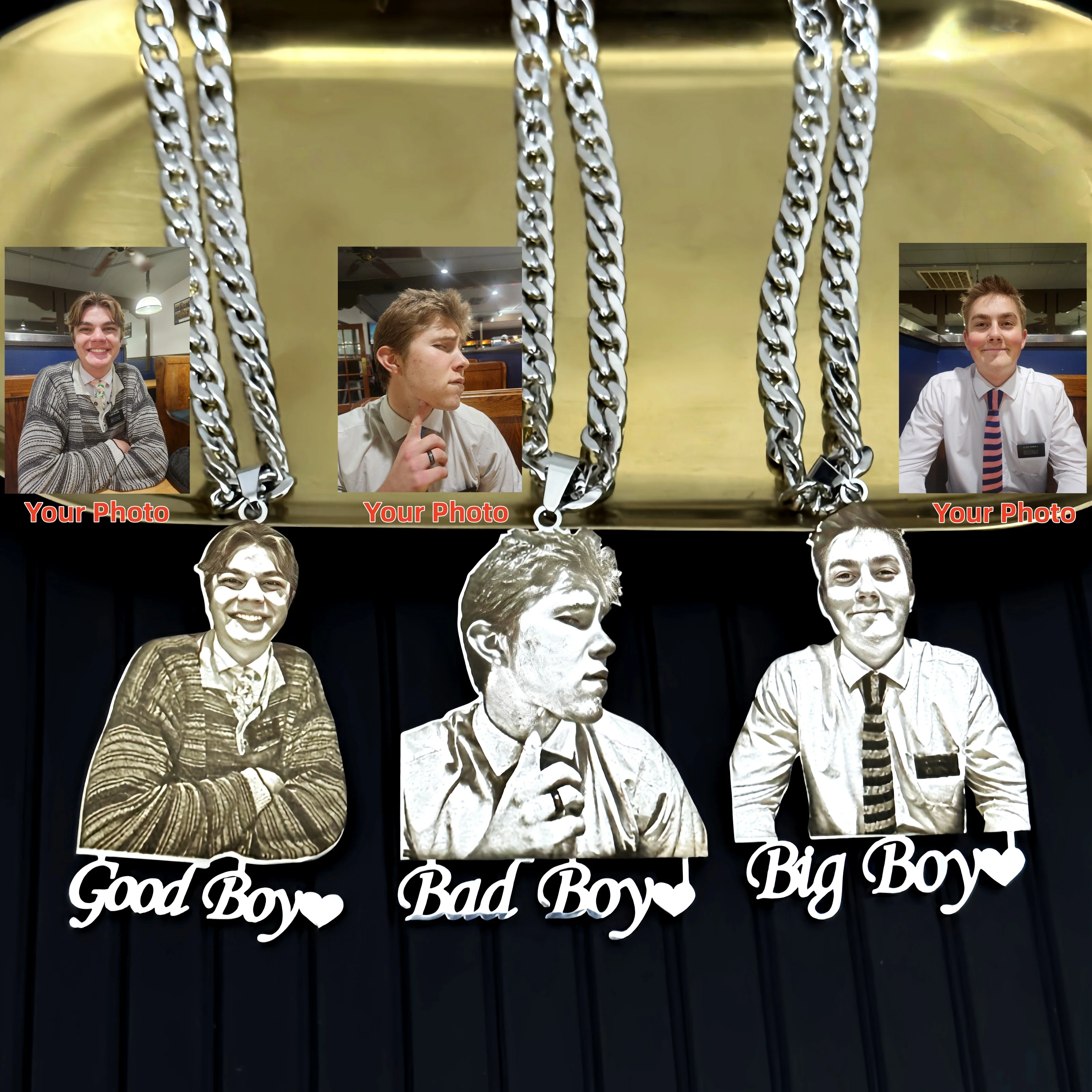 

Индивидуальное ожерелье с фотографией, лазерная гравировка, стильный памятный кулон с фото для детей или парней, ювелирные подарки