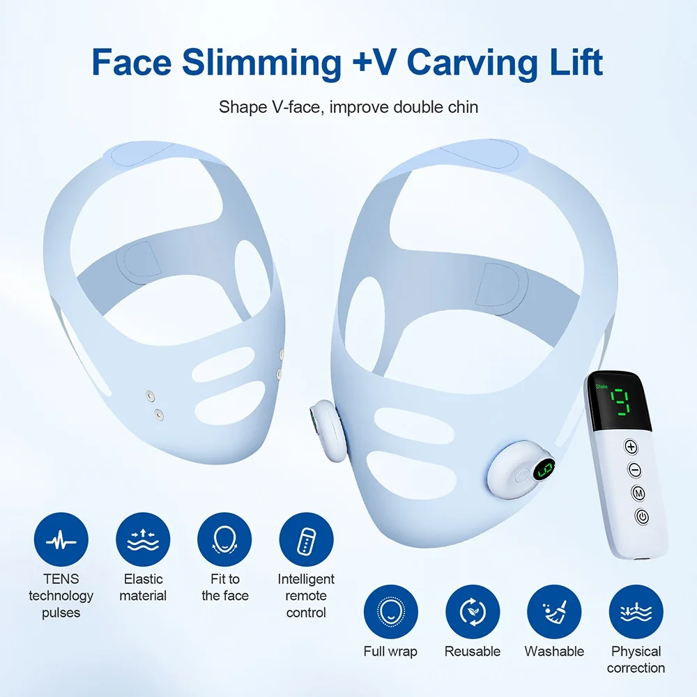 EMS Face Lifting Machine Chin Cheek Slimming Strap Facial Shaping Massager Double Chin Removal V Line Lift Belt Skin Care Tool