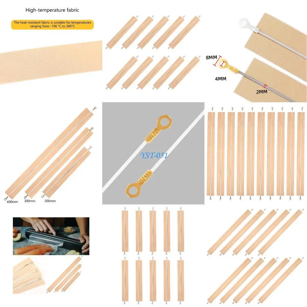

E15A Pack of 10 Sealing Machine Heating Component 200mm 300mm 400mm Alloy High Temperature Cloth